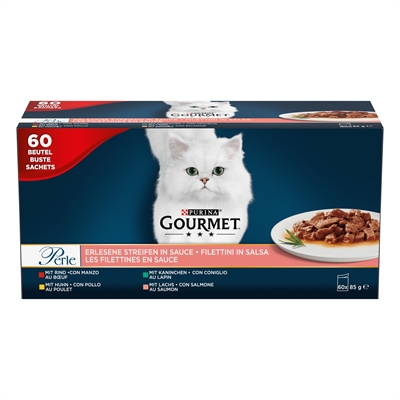 412778.jpg Gourmet Perle Mini Filets In Saus Kip / Konijn / Rund / Zalm - 60 x 85 g