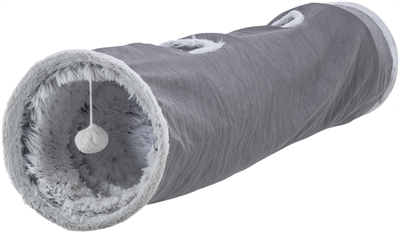 412871.jpg Trixie Katten Speeltunnel Harvey Velours / Pluche Grijs - 116 x 27 cm