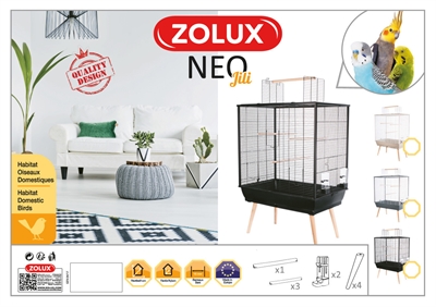 Zolux Vogelkooi Neo Jili Zwart - 78 x 48 x 81/112 cm