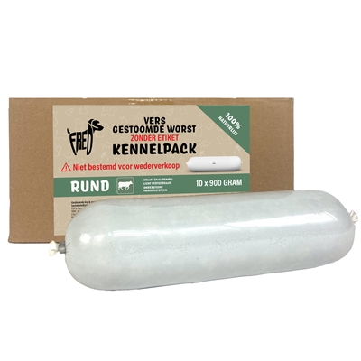 414313.jpg Freds Gestoomd Vers Vlees Worst Kennelpack Rund Tarwe En Glutenvrij - 10 x 900 g