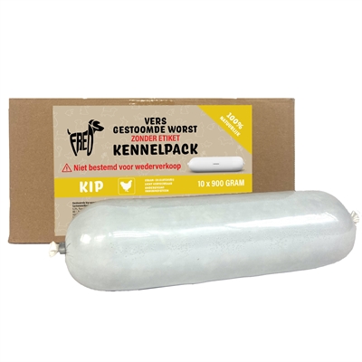 Freds Gestoomd Vers Vlees Worst Kennelpack Kip Tarwe En Glutenvrij - 10 x 900 g