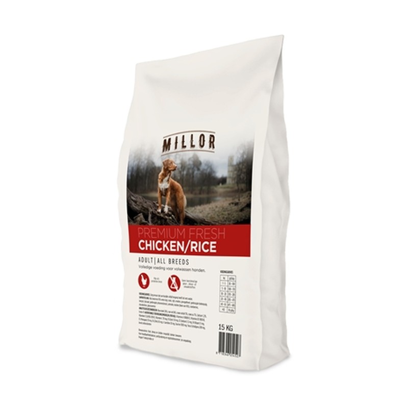 HuisdierXL VDM 414644 image derivative v1 Millor Premium Extruded Fresh Adult Chicken / Rice - 15 kg