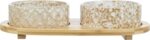 Trixie Set Voerbak / Waterbak Keramiek / Bamboe Wit / Natuur - 2 x 300 ml 30 x 6 x 15 cm