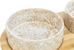 Trixie Set Voerbak / Waterbak Keramiek / Bamboe Wit / Natuur - 2 x 300 ml 30 x 6 x 15 cm