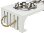 Trixie Be Nordic Set Voerbak / Waterbak Hout / Rvs Wit - 2 x 400 ml 38 x 18 x 10 cm