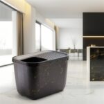 Savic Kattenbak Hop In Marble Zwart / Goud - 58,8 x 39 x 39,5 cm