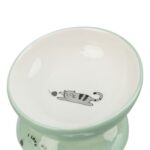 Trixie Voerbak / Drinkbak Kat Verhoogd Keramiek Salie / Wit - 150 ml 13 cm