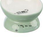 Trixie Voerbak / Drinkbak Kat Verhoogd Keramiek Salie / Wit - 150 ml 13 cm