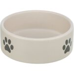Trixie Voerbak / Drinkbak Hond Pootmotief Keramiek Lichtgrijs / Grijs - 300 ml 12 cm