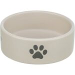 Trixie Voerbak / Drinkbak Hond Pootmotief Keramiek Lichtgrijs / Grijs - 300 ml 12 cm