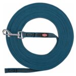 Trixie Hondenriem Sleeplijn Met Rubber Anti Slip Petrol Blauw - S/M 5 Mtr X 1,5 cm