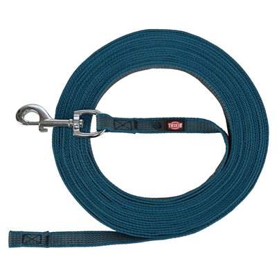 Trixie Hondenriem Sleeplijn Met Rubber Anti Slip Petrol Blauw - L/Xl 15 Mtr X 1,7 cm