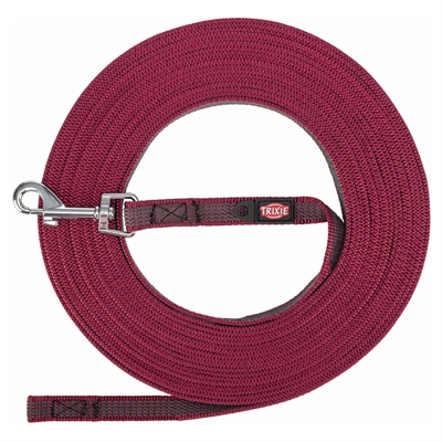 Trixie Hondenriem Sleeplijn Met Rubber Anti Slip Sangria Rood - S/M 10 Mtr X 1,5 cm