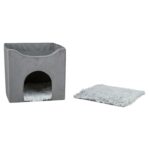 Trixie Kattenhuis Harvey Grijs-Wit / Zwart - 38 x 38 x 38 cm