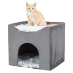 Trixie Kattenhuis Harvey Grijs-Wit / Zwart - 38 x 38 x 38 cm