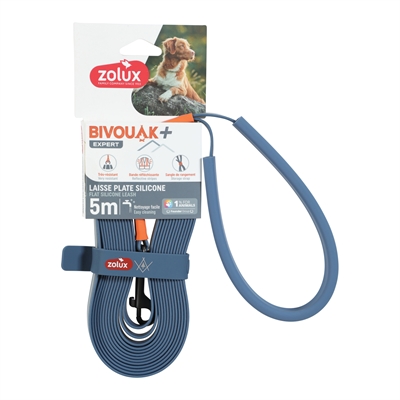 Zolux Bvk Sleeplijn Plat Siliconen Blauw - 5 Mtr X 1,5 cm