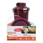 Zolux Bvk 2In1 Reisset Fles Met Voerbak En Drinkbak Rood - 2 x 350 ml