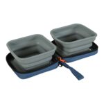 Zolux Bvk 2In1 Opvouwbare Voerbak En Drinkbak Blauw - 2 x 700 ml