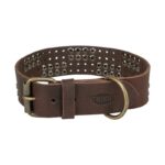 Trixie Halsband Hond Rivet Rustic Vetleer Donkerbruin - L 47-54 Cmx4 Cm