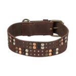Trixie Halsband Hond Rivet Rustic Vetleer Donkerbruin - L 47-54 Cmx4 Cm