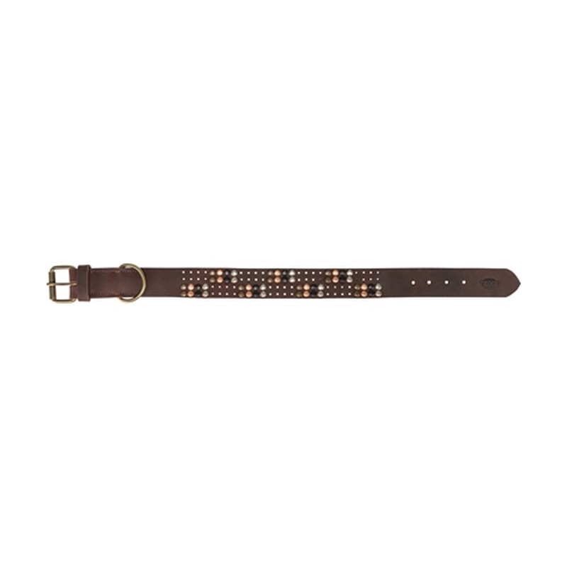 Trixie Halsband Hond Rivet Rustic Vetleer Donkerbruin - Xl 55-65 Cmx4 Cm
