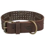 Trixie Halsband Hond Rivet Rustic Vetleer Donkerbruin - Xl 55-65 Cmx4 Cm