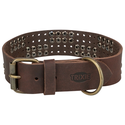 Trixie Halsband Hond Rivet Rustic Vetleer Donkerbruin - Xl 55-65 Cmx4 Cm