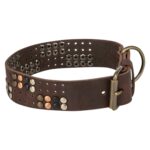 Trixie Halsband Hond Rivet Rustic Vetleer Donkerbruin - Xl 55-65 Cmx4 Cm