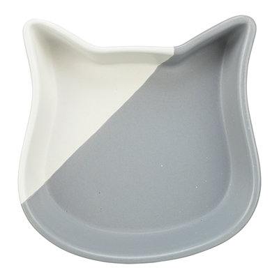 Trixie Voerbak Kat Kattenkop Keramiek Grijs / Wit - 13 cm 200 ml