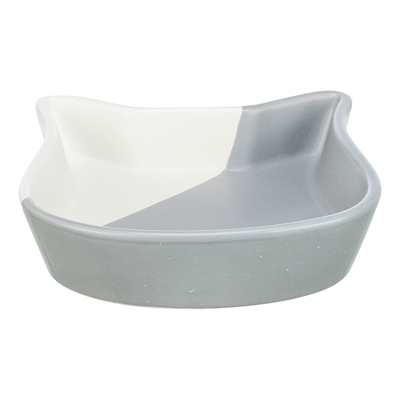 Trixie Voerbak Kat Kattenkop Keramiek Grijs / Wit - 13 cm 200 ml