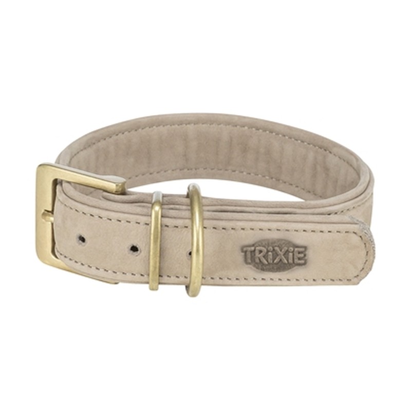 Trixie Halsband Hond Pure Leer Lichtgrijs - L 47-44 x 4 cm