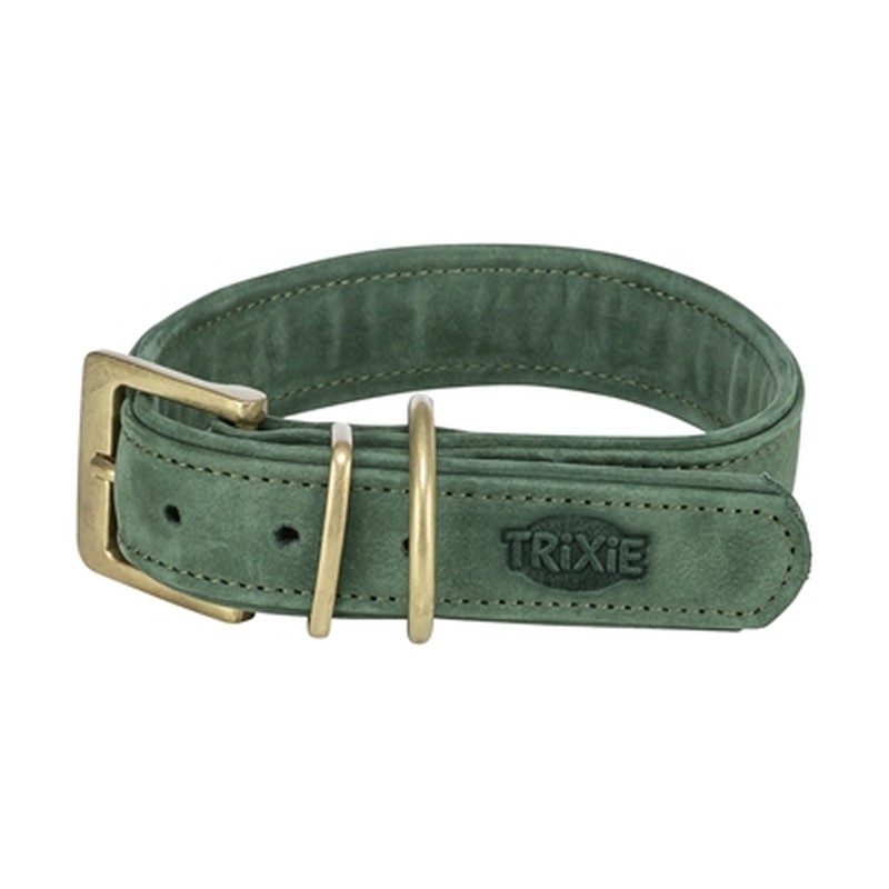 Trixie Halsband Hond Pure Leer Saliegroen - L 47-54 x 4 cm