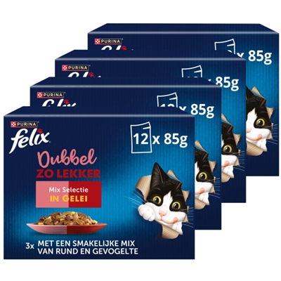 Felix Dubbel Zo Lekker Mix Selectie In Gelei - 4 x 12 x 85 g