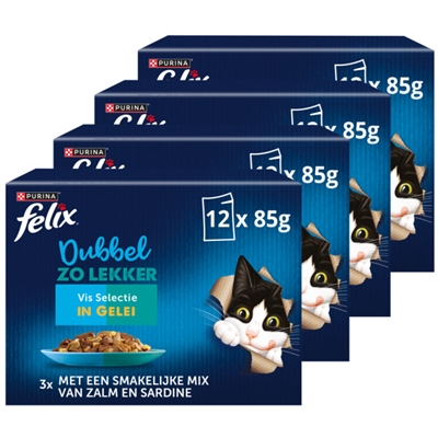 Felix Dubbel Zo Lekker Vis Selectie In Gelei - 4 x 12 x 85 g
