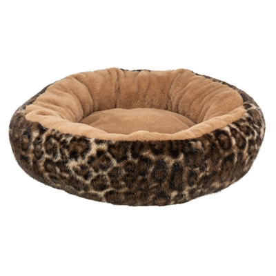 455824.jpg Trixie Hondenmand Leo Soft Rond Pluche Bruin / Panterprint - 50 cm