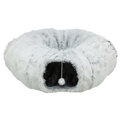 Trixie Harvey Pluche Speeltunnel / Donut Wit / Grijs - 160 x 25 cm