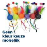 Happy Pet Tabby Patch Glitterbal Met Ratel En Veren - 20 x 4,5 x 4,5 cm