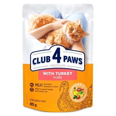 Club 4 Paws Premium Adult Pouch Kalkoen In Gelei - 24 x 85 g