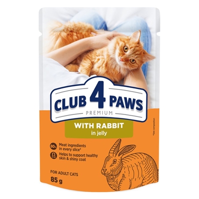 Club 4 Paws Premium Adult Pouch Konijn In Gelei - 24 x 85 g