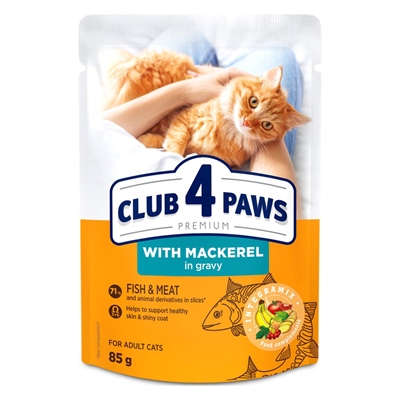 Club 4 Paws Premium Adult Pouch Makreel In Saus - 24 x 85 g