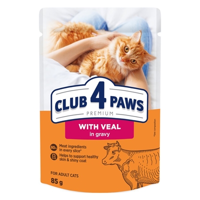 Club 4 Paws Premium Adult Pouch Kalf In Saus - 24 x 85 g
