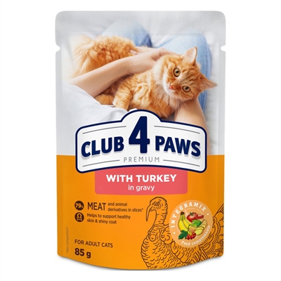 Club 4 Paws Premium Adult Pouch Kalkoen In Saus - 24 x 85 g