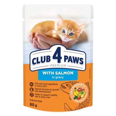 Club 4 Paws Premium Kitten Pouch Zalm In Saus - 24 x 80 g