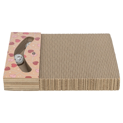 Trixie Krabplank Hartjes Met Ballen Rechthoekig Karton Abrikoos - 38 x 30 x 5 cm