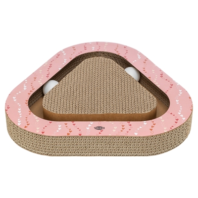 Trixie Krabplank Hartjes Met Ballen Driehoekig Karton Zalm - 36 x 36 x 5 cm