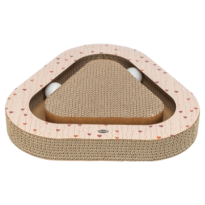 Trixie Krabplank Hartjes Met Ballen Driehoekig Karton Abrikoos - 36 x 36 x 5 cm