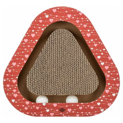 Trixie Krabplank Hartjes Met Ballen Driehoekig Karton Rood - 36 x 36 x 5 cm