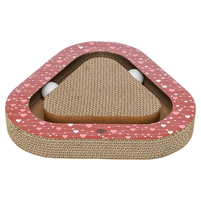 Trixie Krabplank Hartjes Met Ballen Driehoekig Karton Rood - 36 x 36 x 5 cm