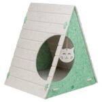 Trixie Kattenmand Speelbox Lucy Driehoekig Vilt Zand / Groen - 46 x 38 x 50 cm