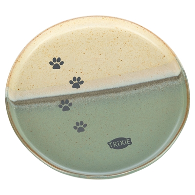 456883.jpg Trixie Voerbak / Drinkbak Kat Keramiek Groen / Beige - 16 x 16 x 2 cm